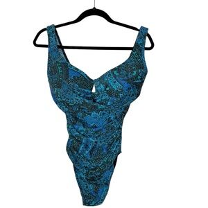 Miraclesuit Escape One-Piece Swimsuit Paisley Blue Size 8